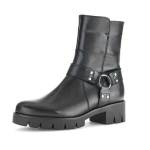 GABOR (6.5) Chelsea Biker Boot Leather Modern Zipper Comfort Black Quality NEW